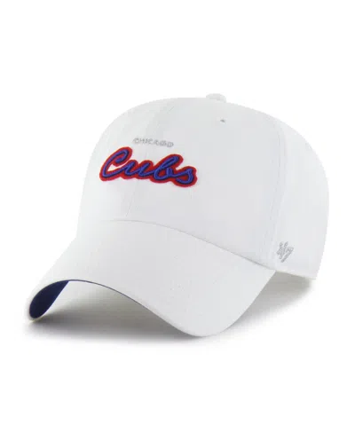 47 Brand Women's White Chicago Cubs Trendy Script Clean Up Adjustable Hat