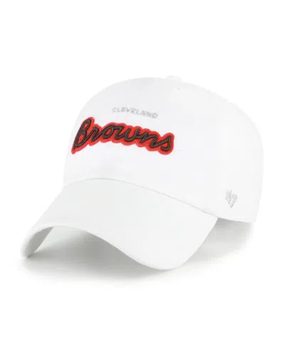 47 Brand Women's White Cleveland Browns Trendy Script Clean Up Adjustable Hat