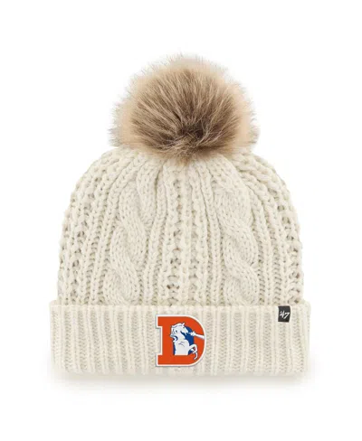 47 Brand Women's White Denver Broncos Meeko Cuffed Knit Hat With Pom In Red