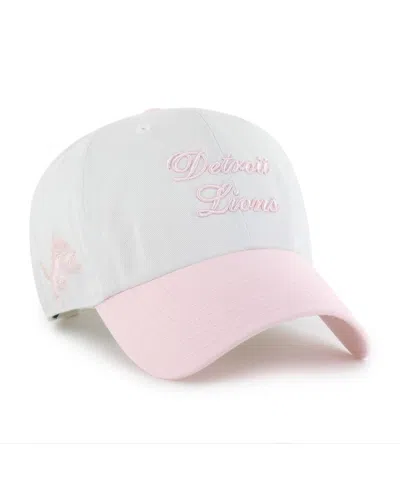 47 Brand Women's White Detroit Lions Gelato Two-tone Clean Up Adjustable Hat In Pink