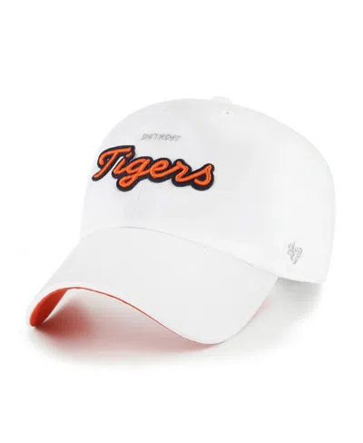 47 Brand Women's White Detroit Tigers Trendy Script Clean Up Adjustable Hat