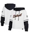 47 BRAND WOMEN'S WHITE DETROIT TIGERS TRIFECTA SHORTSTOP CROPPED PULLOVER HOODIE