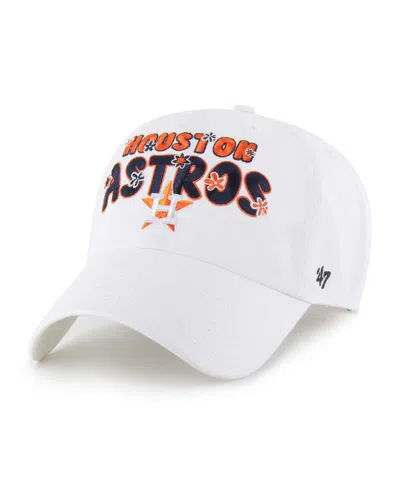 47 Brand Women's White Houston Astros Flower Power Clean Up Adjustable Hat