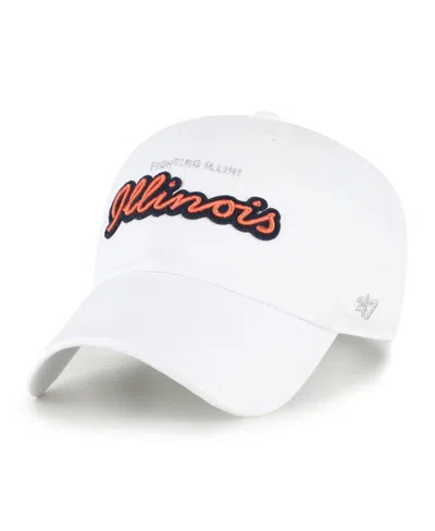 47 Brand Women's White Illinois Fighting Illini Trendy Script Clean Up Adjustable Hat