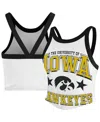 47 Brand Women's White Iowa Hawkeyes Energize Sporty Cropped Racerback Tank Top In White