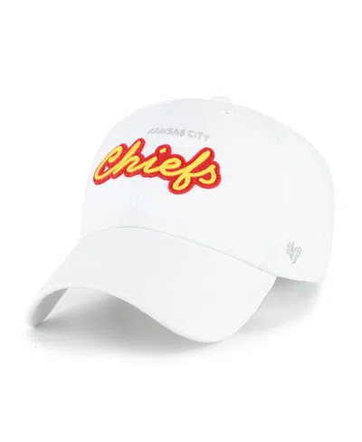 47 Brand Women's White Kansas City Chiefs Trendy Script Clean Up Adjustable Hat