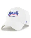 47 Brand Women's White Kansas Jayhawks Sidney Clean Up Adjustable Hat In White