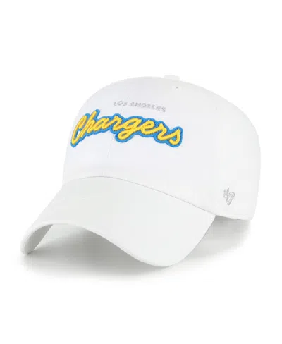 47 Brand Women's White Los Angeles Chargers Trendy Script Clean Up Adjustable Hat