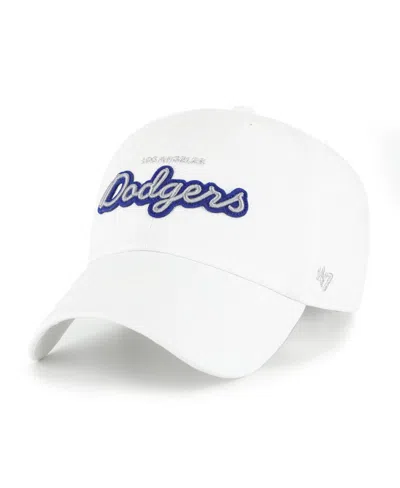 47 Brand Women's White Los Angeles Dodgers Trendy Script Clean Up Adjustable Hat