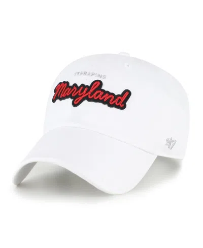 47 Brand Women's White Maryland Terrapins Trendy Script Clean Up Adjustable Hat In Gray