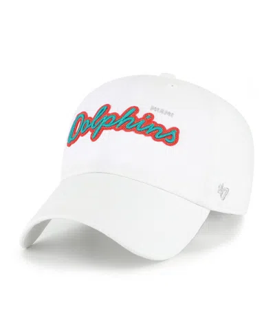 47 Brand Women's White Miami Dolphins Trendy Script Clean Up Adjustable Hat