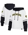 47 Brand Women's White Milwaukee Brewers Trifecta Shortstop Cropped Pullover Hoodie In White