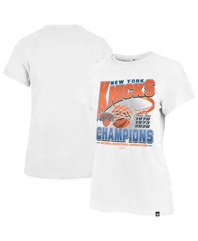 47 Brand Women's White New York Knicks Three-time Nba Finals Champions Frankie T-shirt