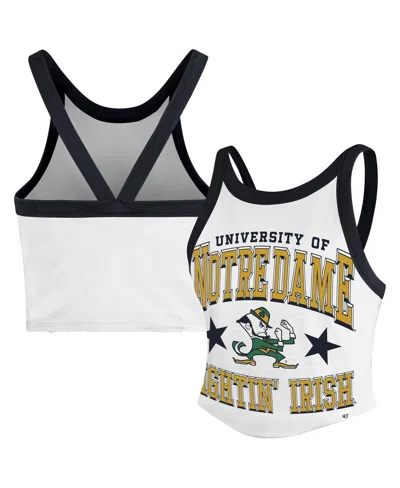 47 Brand Women's White Notre Dame Fighting Irish Energize Sporty Cropped Racerback Tank Top