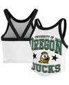 47 Brand Women's White Oregon Ducks Energize Sporty Cropped Racerback Tank Top In Multi