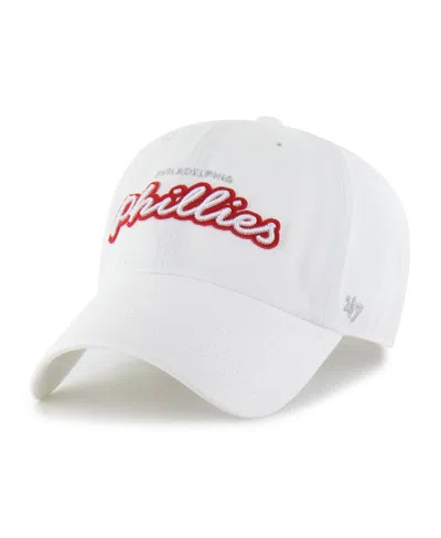 47 Brand Women's White Philadelphia Phillies Trendy Script Clean Up Adjustable Hat