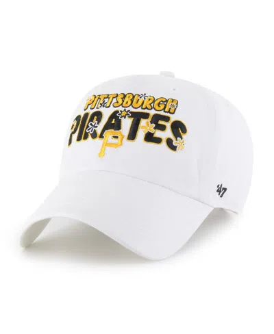 47 Brand Women's White Pittsburgh Pirates Flower Power Clean Up Adjustable Hat