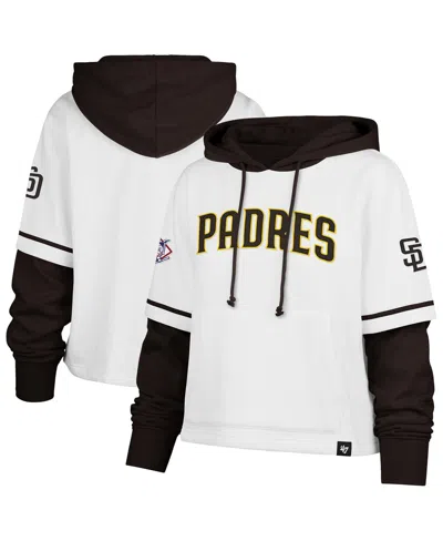 47 Brand Women's White San Diego Padres Trifecta Shortstop Cropped Pullover Hoodie