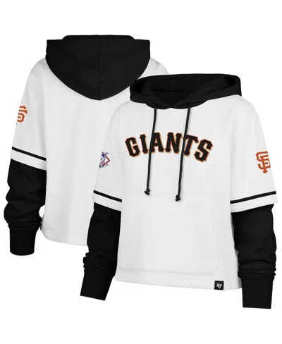47 Brand Women's White San Francisco Giants Trifecta Shortstop Cropped Pullover Hoodie