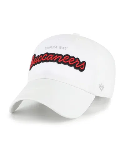 47 Brand Women's White Tampa Bay Buccaneers Trendy Script Clean Up Adjustable Hat