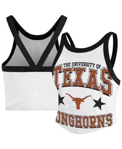 47 Brand Women's White Texas Longhorns Energize Sporty Cropped Racerback Tank Top