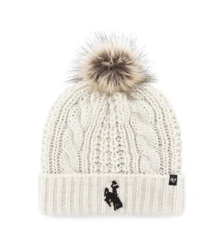 47 Brand Women's White Wyoming Cowboys Meeko Cuffed With Pom Knit Hat