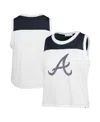 47 Brand Women's White/navy Atlanta Braves Plus Size Waist Length Muscle Tank Top In White,navy