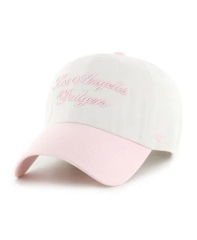 47 Brand Women's White/pink Los Angeles Dodgers Gelato Two-tone Clean Up Adjustable Hat In Multi