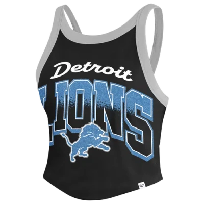 47 Brand Womens Detroit Lions Lions Shimmer Shadow Sporty Tank Top In Black