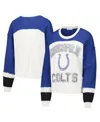 47 Brand Women'sâ Cream Indianapolis Colts Double Header Curve Raglan Long Sleeve Crop Top In Blue