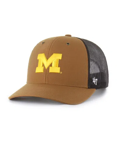47 Brand X Carhartt Men's And Women's Brown Michigan Wolverines Trucker Adjustable Hat In Burgundy
