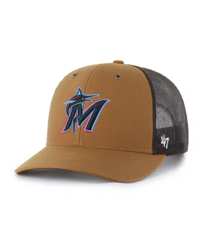 47 Brand X Carhartt Men's Brown Miami Marlins Trucker Adjustable Hat
