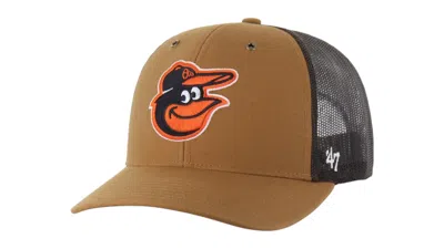 Pre-owned 47 Brand X Carhartt Mlb Baltimore Orioles Trucker Cap In Brown