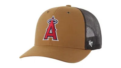 Pre-owned 47 Brand X Carhartt Mlb Los Angeles Angels Trucker Cap In Brown