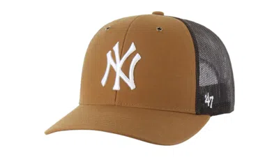 Pre-owned 47 Brand X Carhartt Mlb New York Yankees Trucker Cap In Brown