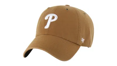 Pre-owned 47 Brand X Carhartt Mlb Philadelphia Phillies Clean Up Cap In Brown