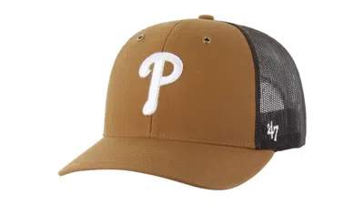 Pre-owned 47 Brand X Carhartt Mlb Philadelphia Phillies Trucker Cap In Brown