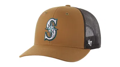 Pre-owned 47 Brand X Carhartt Mlb Seattle Mariners Trucker Cap In Brown