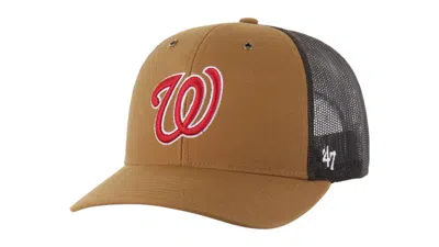 Pre-owned 47 Brand X Carhartt Mlb Washington Nationals Trucker Cap In Brown