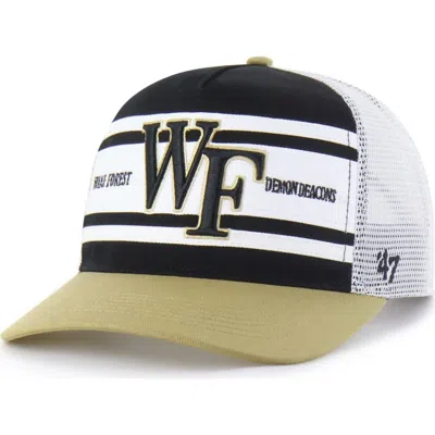 47 Brand Kids' Youth '47 Black/gold Wake Forest Demon Deacons Super Stripe Hitch Adjustable Trucker Hat In Gray