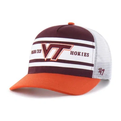 47 Brand Kids' Youth '47 Maroon/orange Virginia Tech Hokies Super Stripe Hitch Adjustable Trucker Hat In Multi