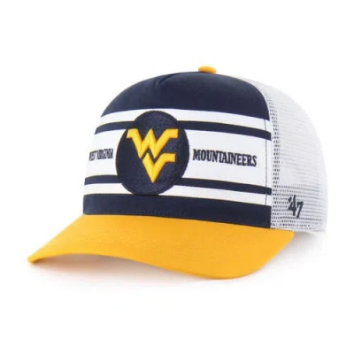 47 Brand Kids' Youth '47 Navy/gold West Virginia Mountaineers Super Stripe Hitch Adjustable Trucker Hat In Blue