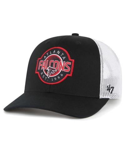 47 Brand Kids' Youth Boys ' Black, White Atlanta Falcons Scramble Adjustable Trucker Hat In Black,white
