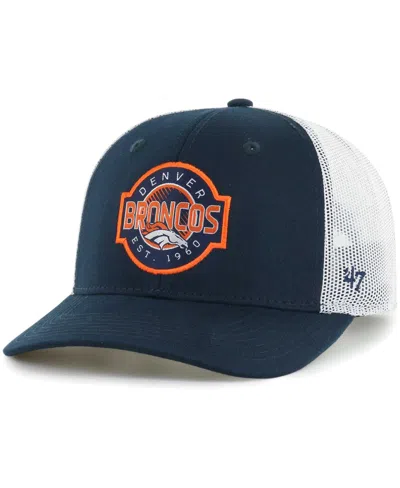 47 Brand Kids' Youth Boys And Girls ' Navy, White Denver Broncos Scramble Adjustable Trucker Hat In Navy,white