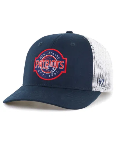 47 Brand Kids' Youth Boys And Girls ' Navy, White New England Patriots Scramble Adjustable Trucker Hat In Navy,white