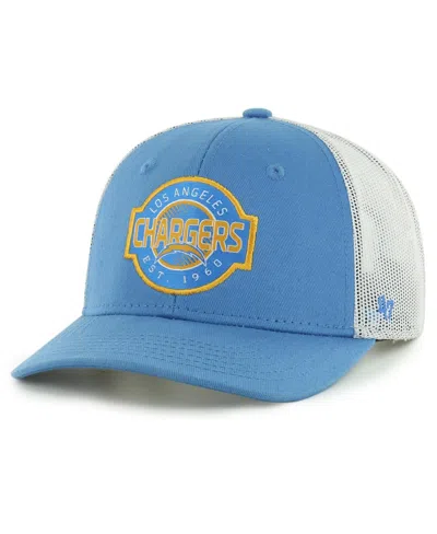 47 Brand Kids' Youth Boys And Girls ' Powder Blue, White Los Angeles Chargers Scramble Adjustable Trucker H In Powder Blue,white