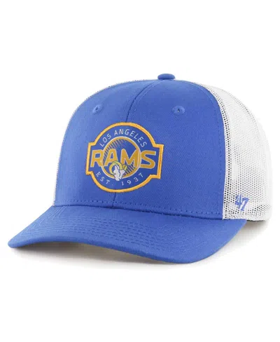 47 Brand Kids' Youth Boys And Girls ' Royal, White Los Angeles Rams Scramble Adjustable Trucker Hat In Royal,white