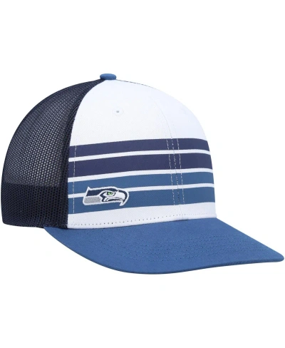47 Brand Kids' Youth Boys And Girls ' White, Blue Seattle Seahawks Cove Trucker Snapback Hat In White,blue