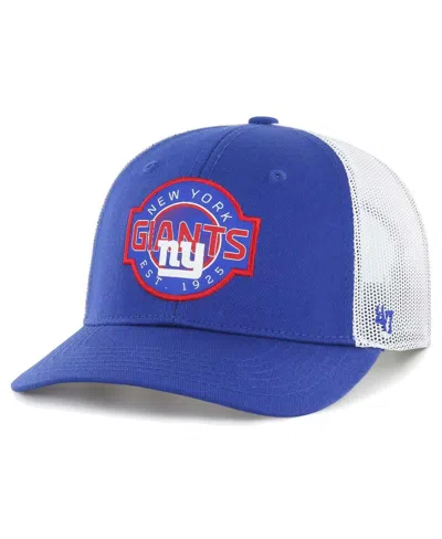 47 Brand Youth Royal/white New York Giants Scramble Adjustable Trucker Hat In Blue