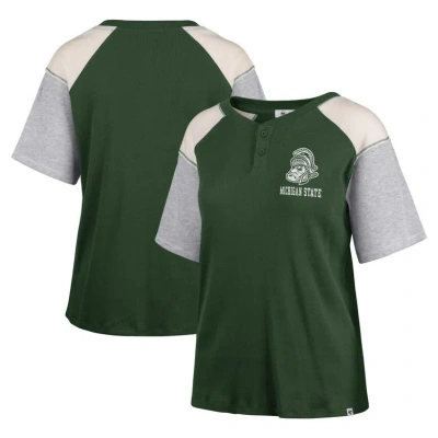 47 Brand '47 Green Michigan State Spartans Underline Harvey Colorblock Raglan Henley T-shirt